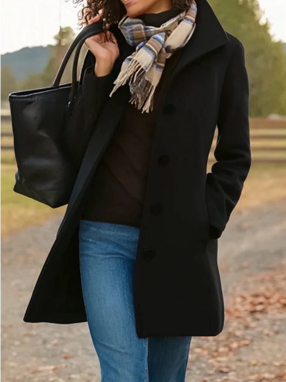 Aurora single-breasted coat Black